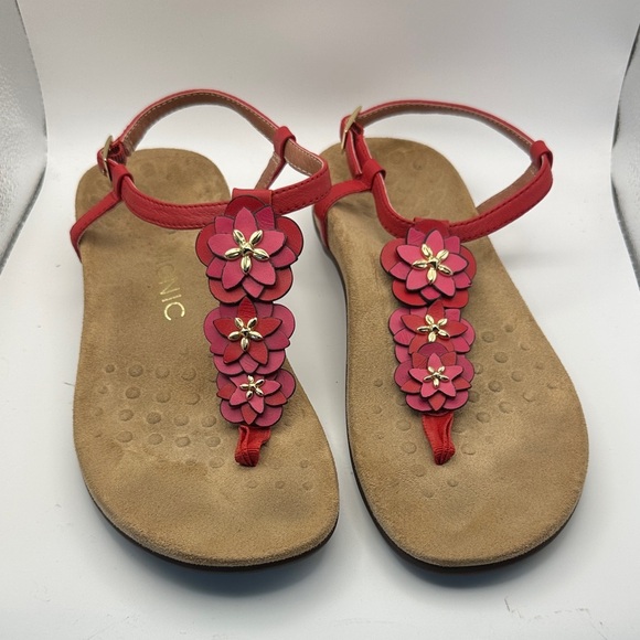 Vionic Red Floral Women's Sandals size 6 - Picture 1 of 5